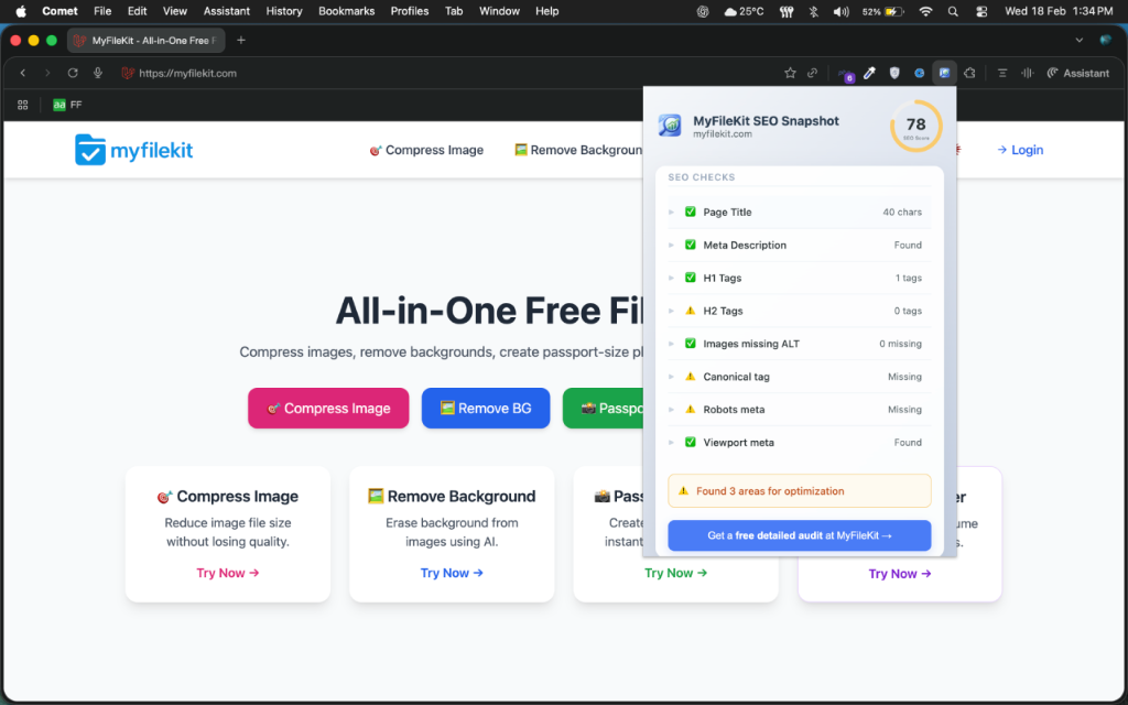 MyFileKit SEO Snapshot Chrome Extension